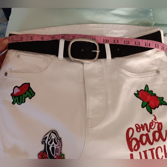 One-of-a-Kind Upcycled Witchy Denim Mini Skirt – Distressed White, NWOT - Picture 7 of 16